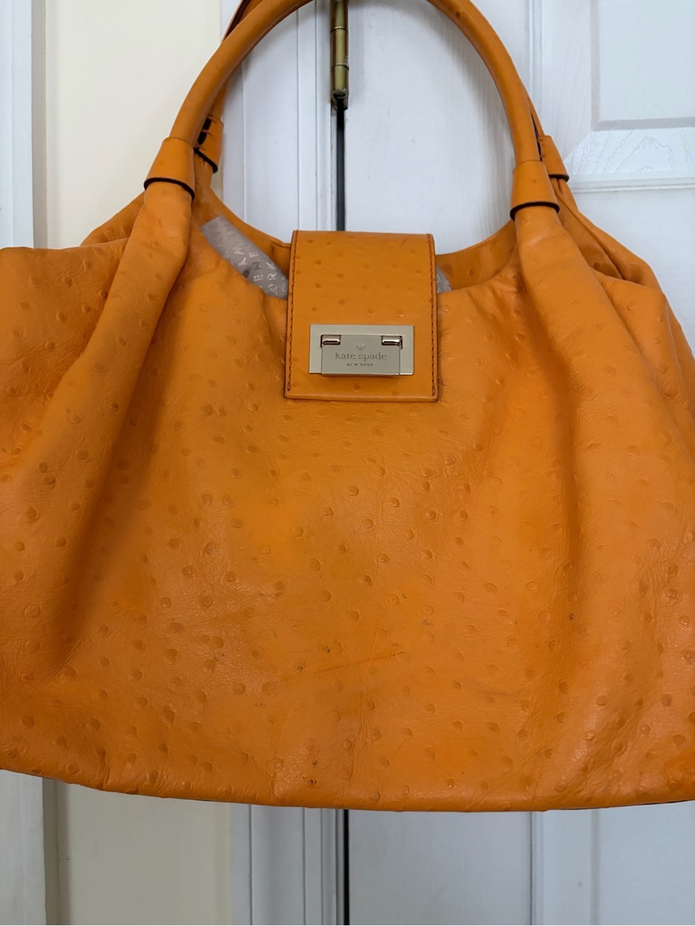 kate spade Orange Ostrich-Effect Shoulder Bag